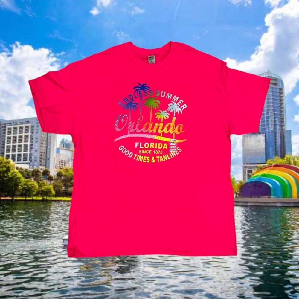 NWT Orlando Florida 'Good Times' Silver Studded Graphic Tee